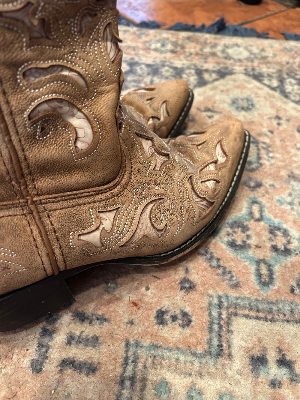 Laredo Women's Tan Embroidered Cutout Western Boots - Picture 10 of 13